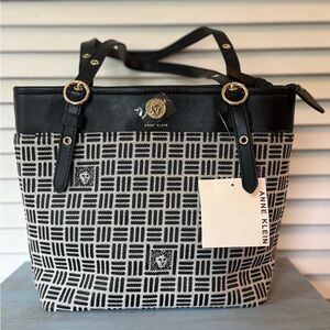 Anne Klein Black & White Patterned Tote Bag – NWT